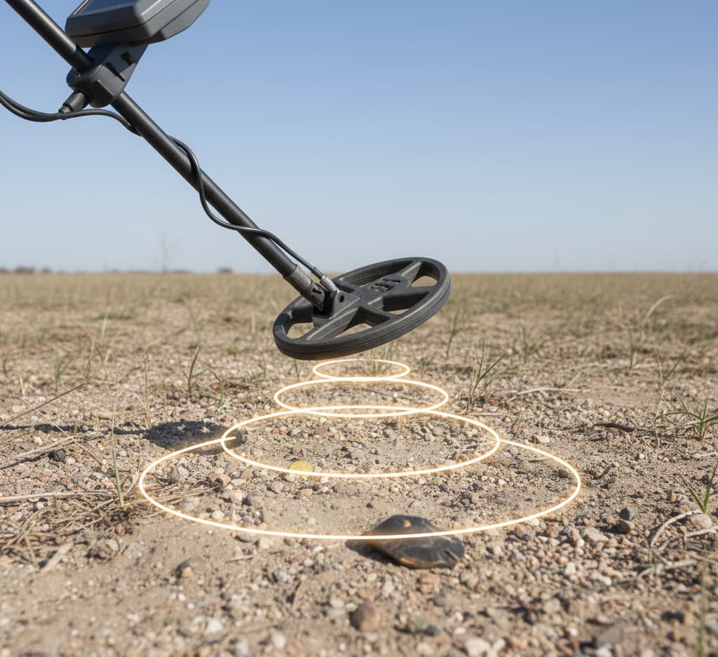 How deep can a metal detector detect coins underground in clean soil conditions