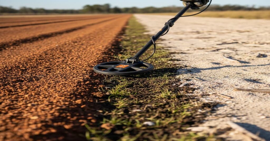 Ground conditions affecting metal detector depth
